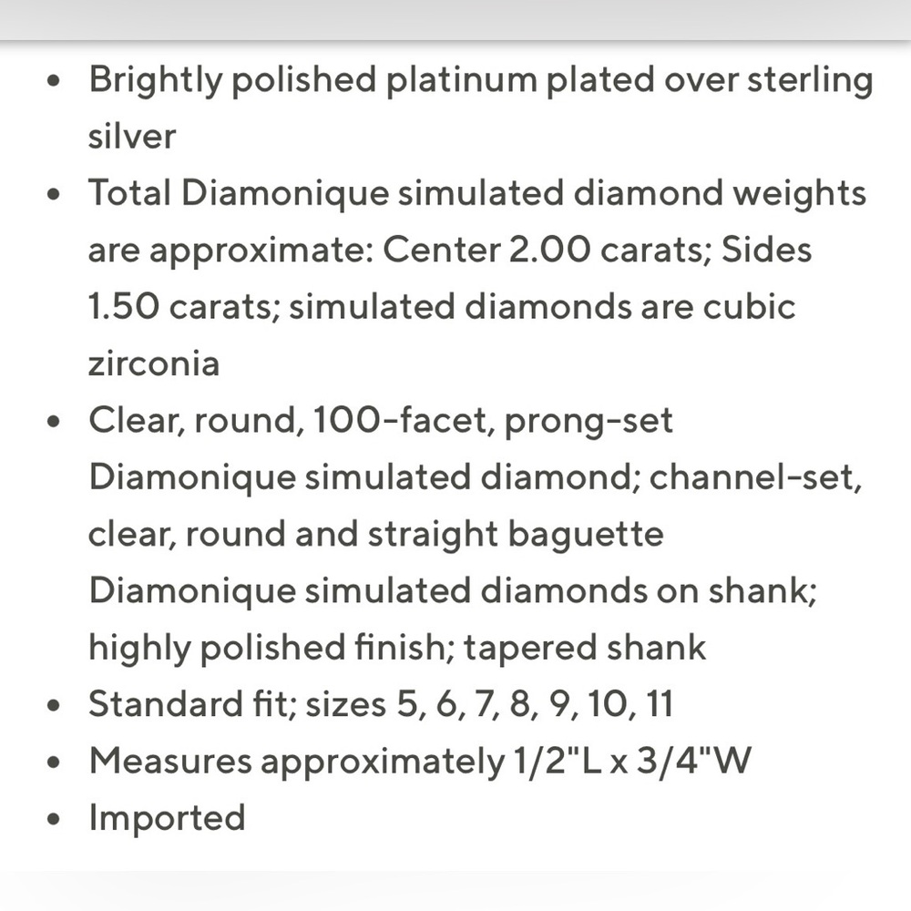 Diamonique 100 - Facet 3.50 cttw Ring, Platinum Clad over Sterling Silver - Picture 12 of 16